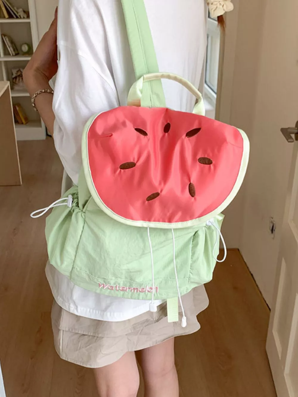 Watermelon Slice Drawstring Backpack Bag, image 5