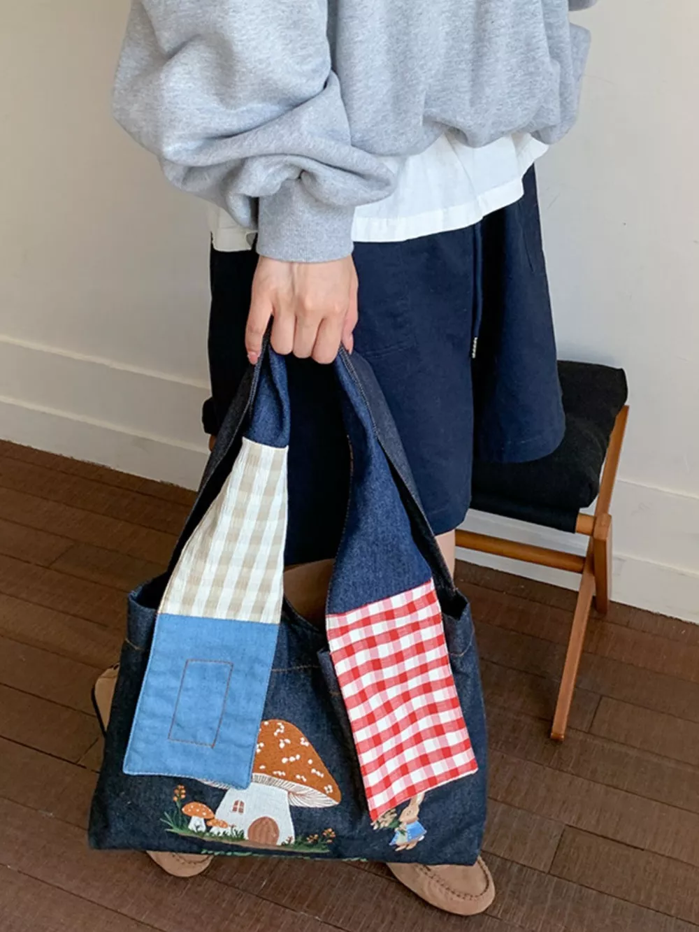 Mushroom Corduroy Tote Bag, image 2