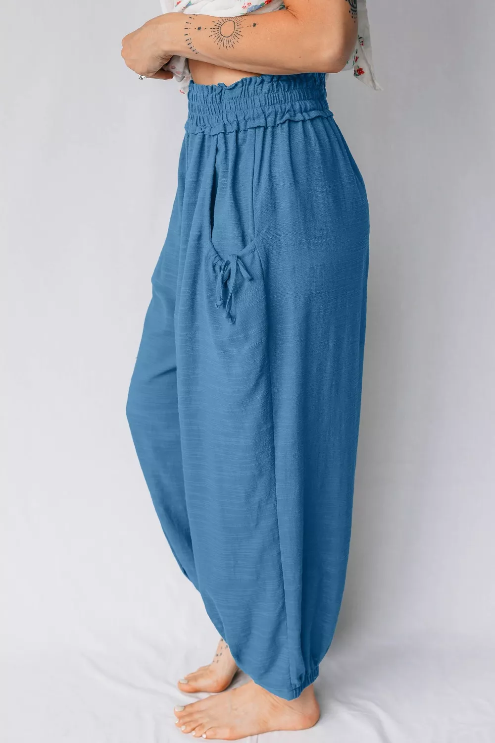 Smocked Waist Casual Jogger Style Pants, image 4