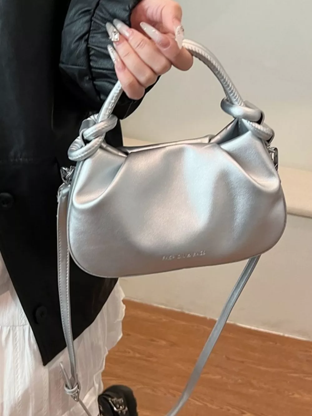 Knot Handle Ruched Crossbody Bag, image 10