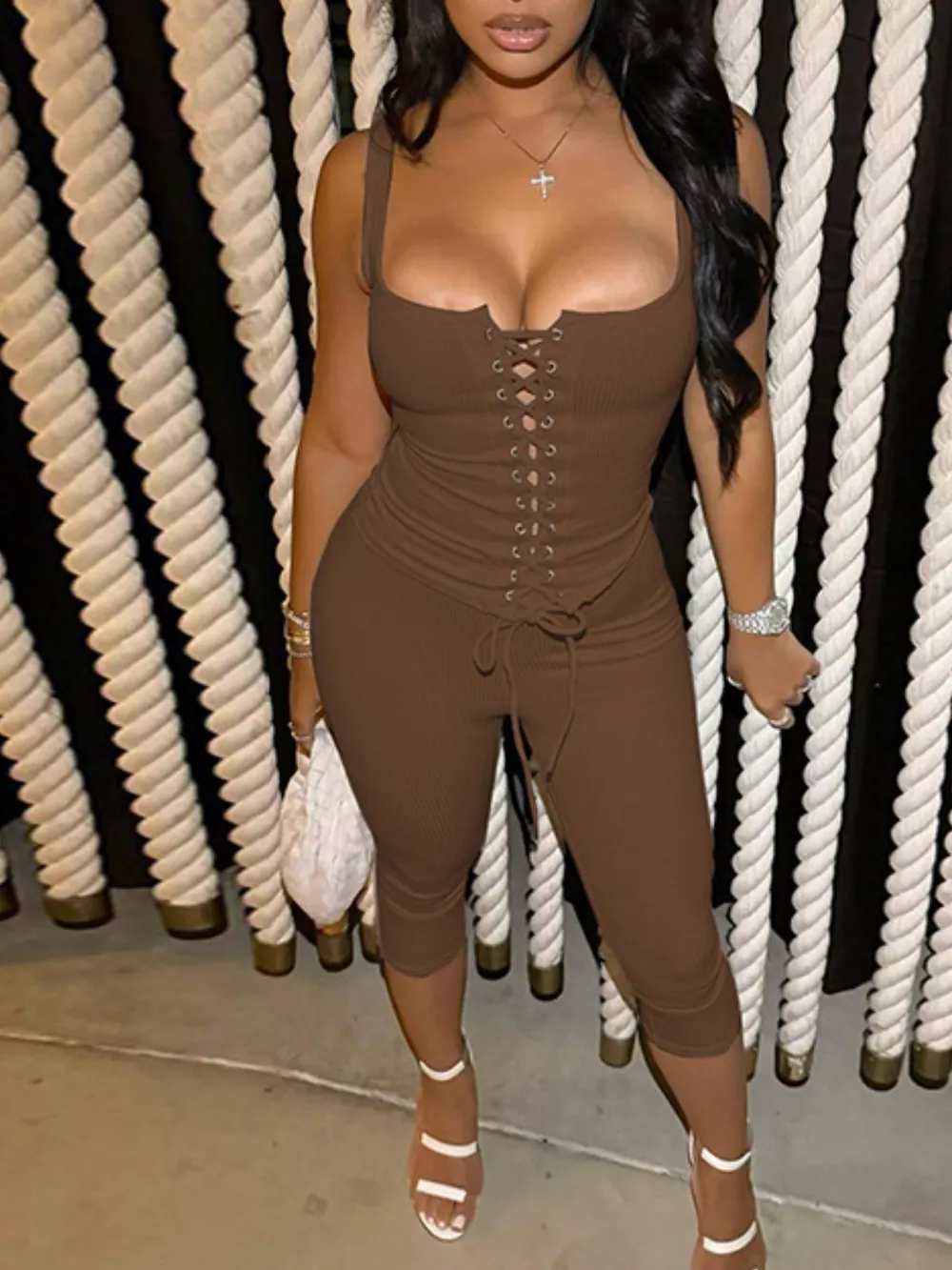 Lace-Up Tank and Capris Set, image 5