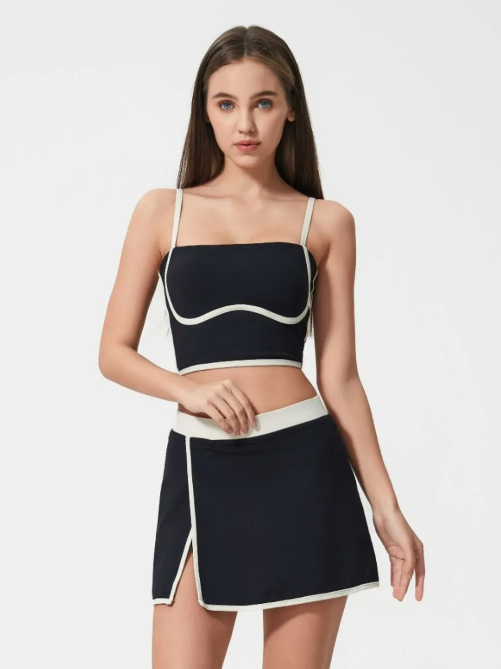 Contrast Trim Square Neck Active Cami with Detachable Chest Pads, image 13