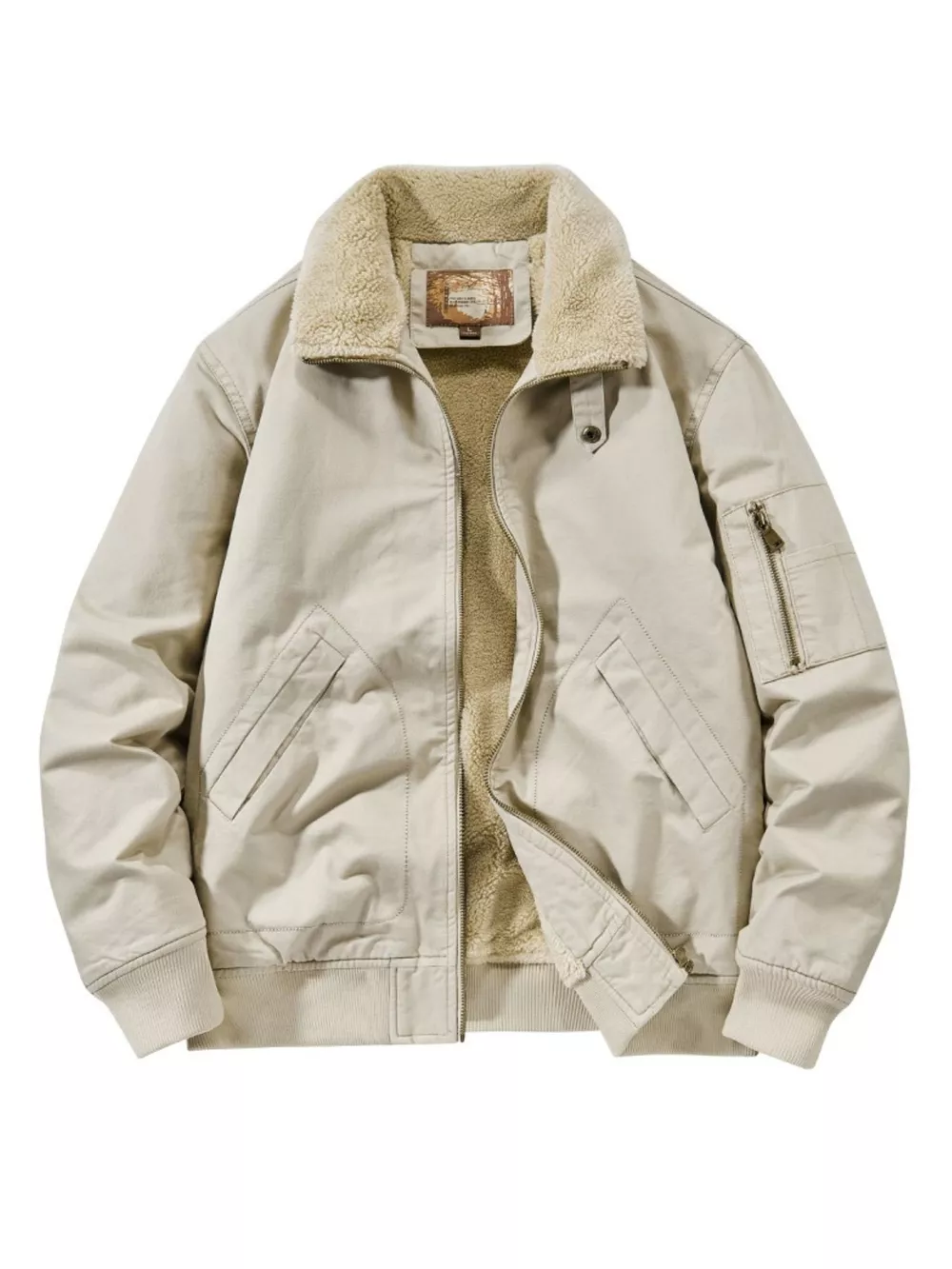 Men's Plus Size Zip Up Sherpa Lined Jacket, image 7