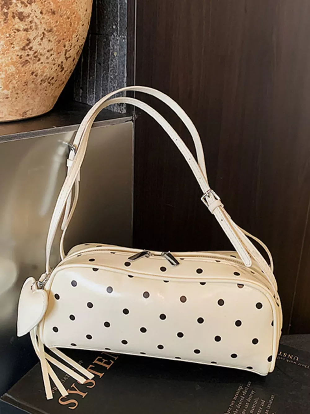Polka Dot Leather Shoulder Bag, image 9