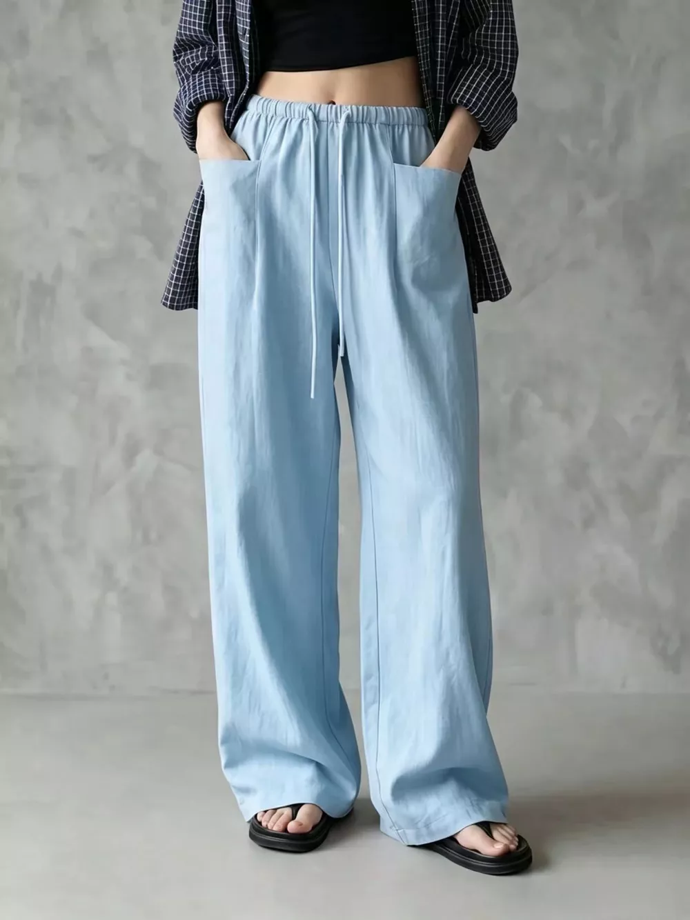 Full Size Drawstring Wide-Leg Casual Pants Plus Size, image 10