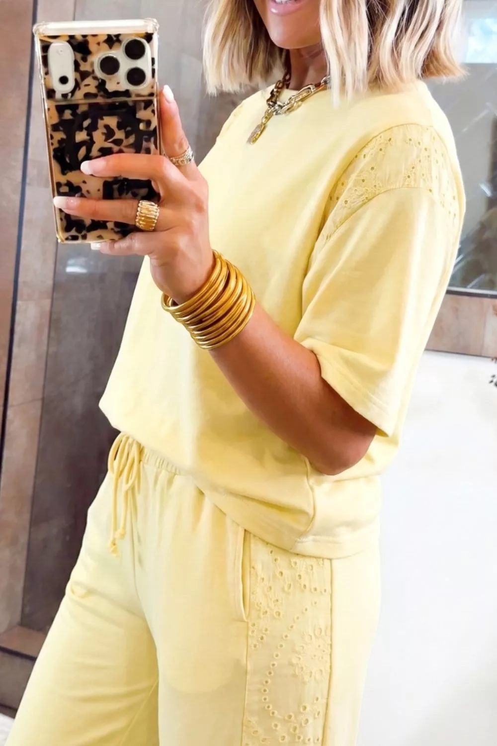 Half Sleeve Top and Drawstring Pants Set, image 2