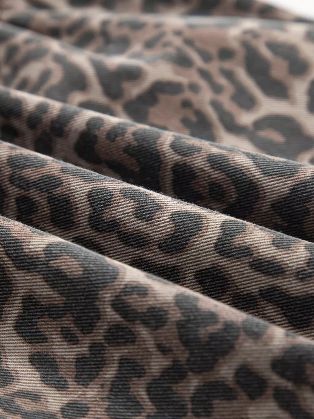 Leopard Print Ruffle Hem Denim Top, image 9