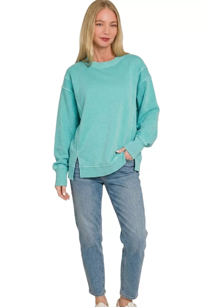 Pigment Dye Exposed-seam Fleece Sweatshirt, image 2