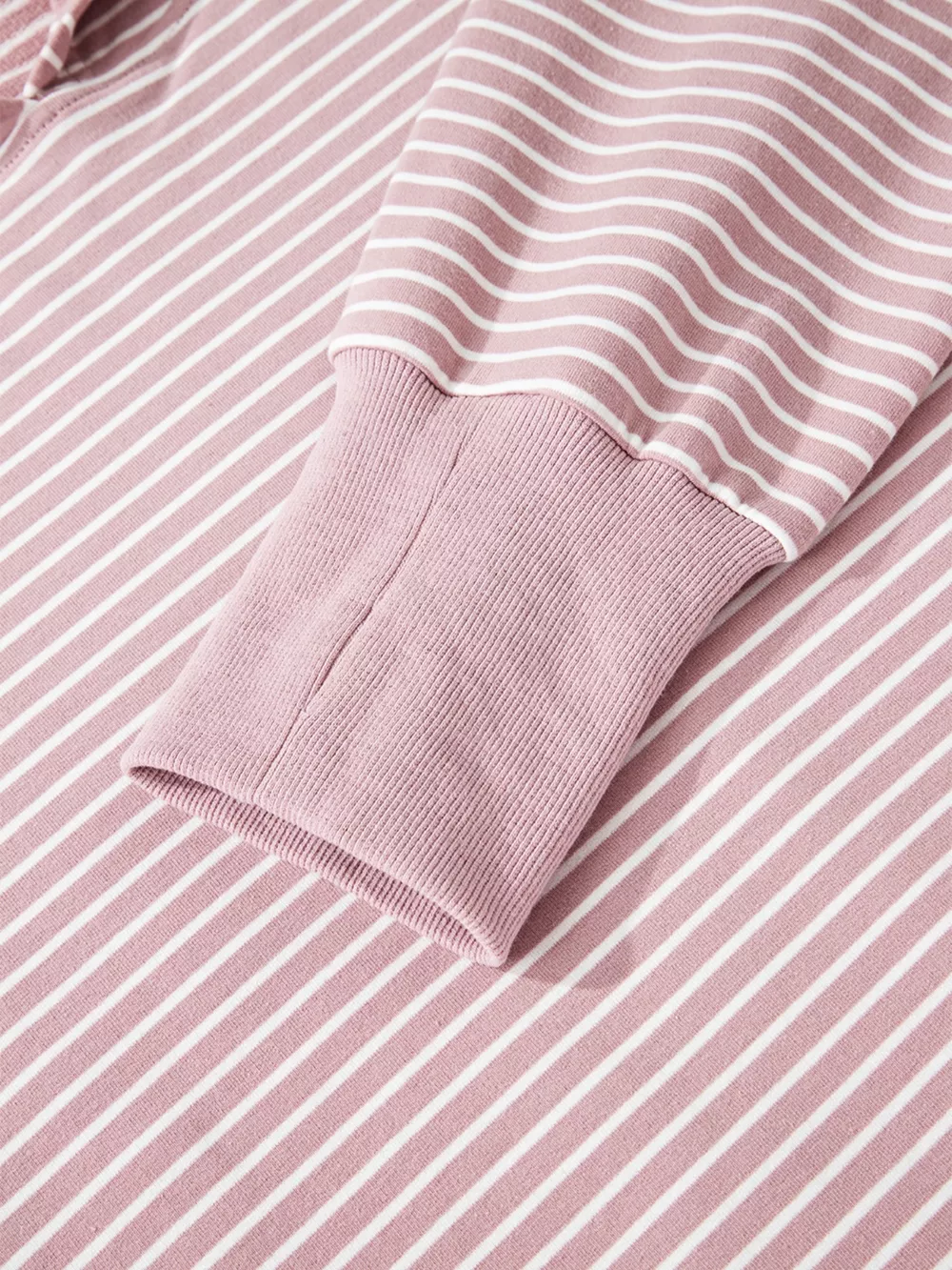 Stripe Thumbhole Side Slits Drop Shoulder Loose Fit Hoodie, image 8