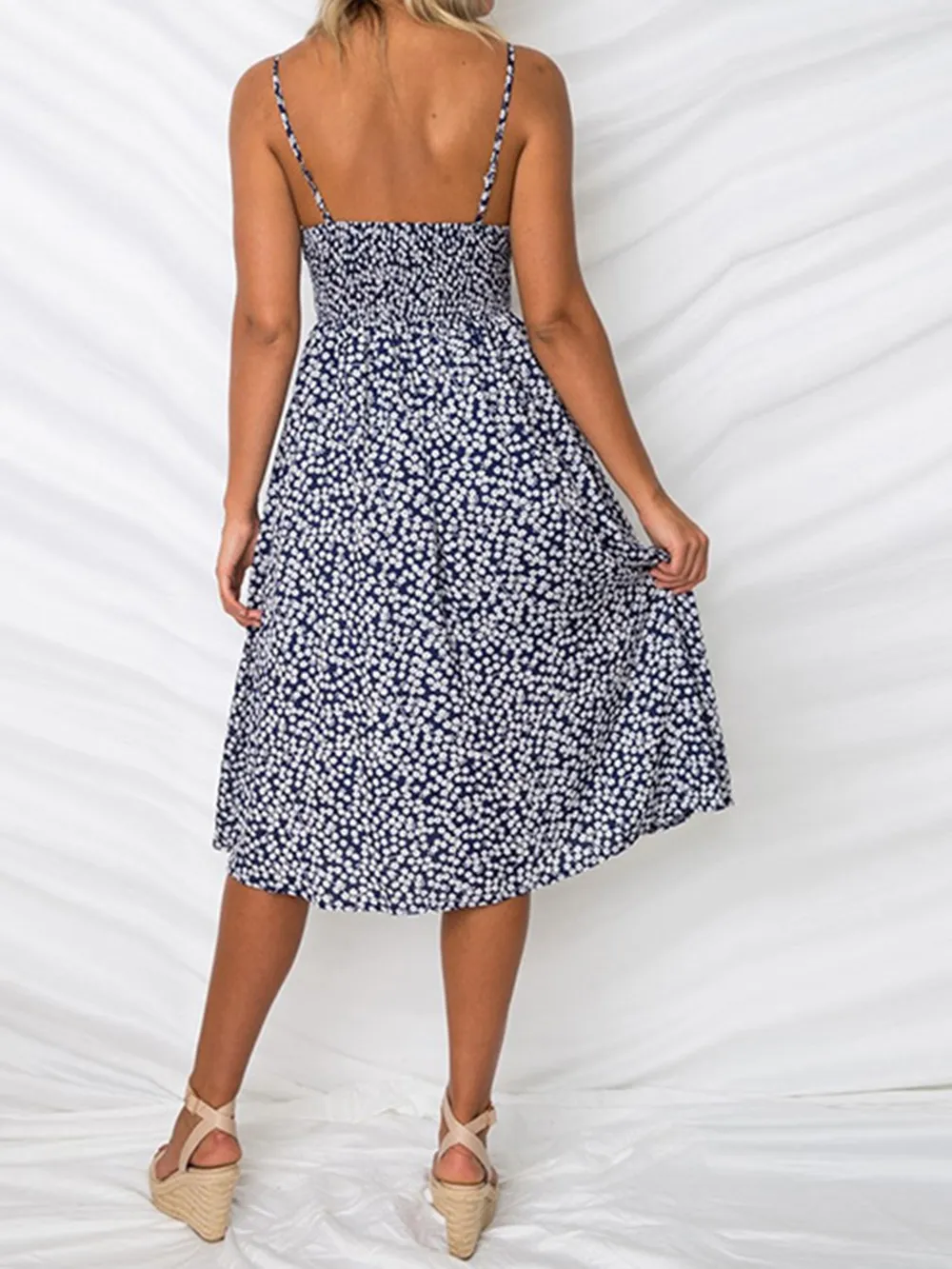 Cutout Smocked Sweetheart Neck Cami Dress, image 22