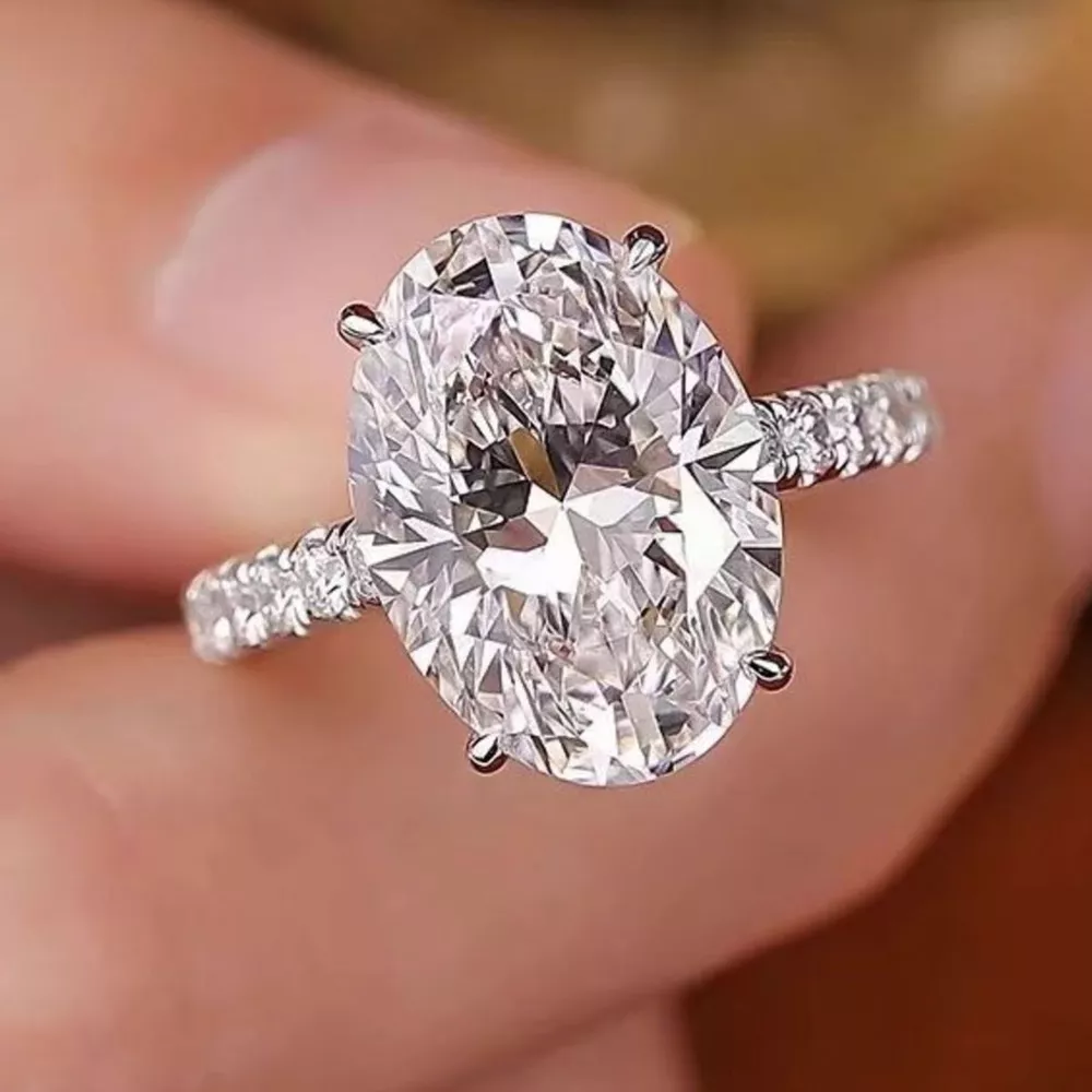 3 Carat 925 Sterling Silver Moissanite Oval Ring, image 5