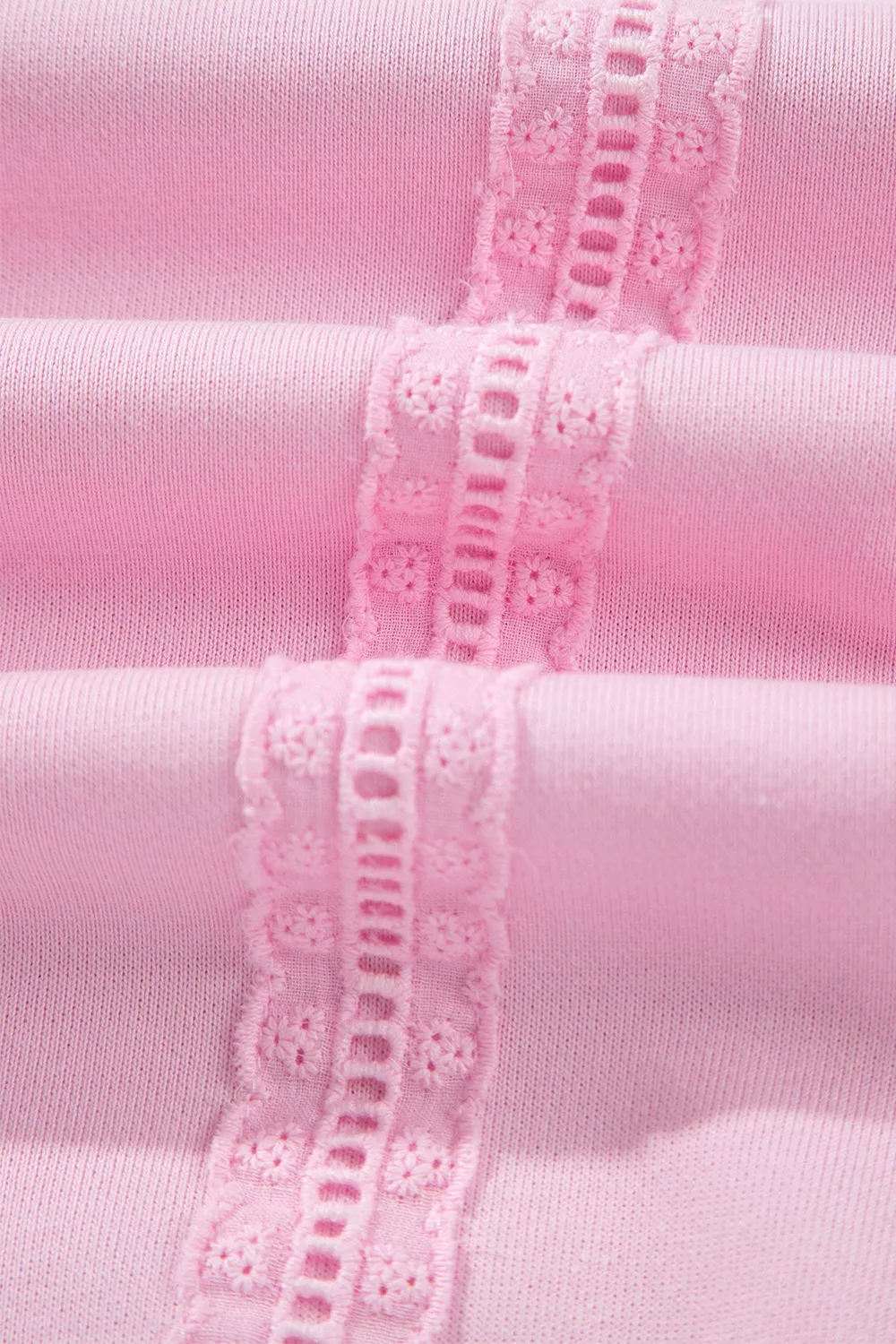 Solid Color Raw Seam Lace Detail Loose Casual Sweatshirt, image 10