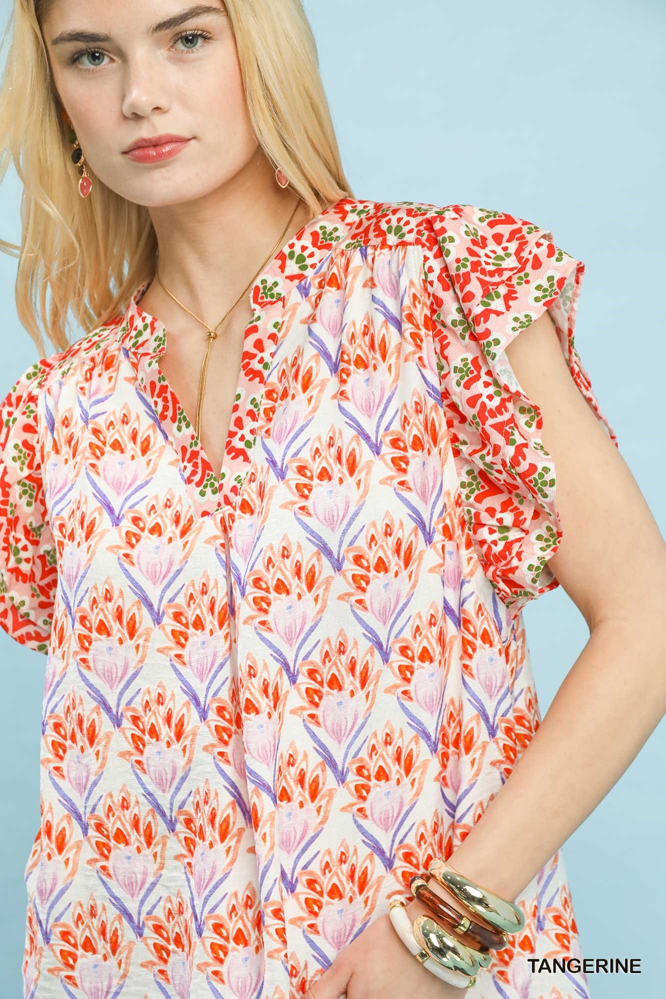 Double Frill Sleeve Floral Blouse, image 5