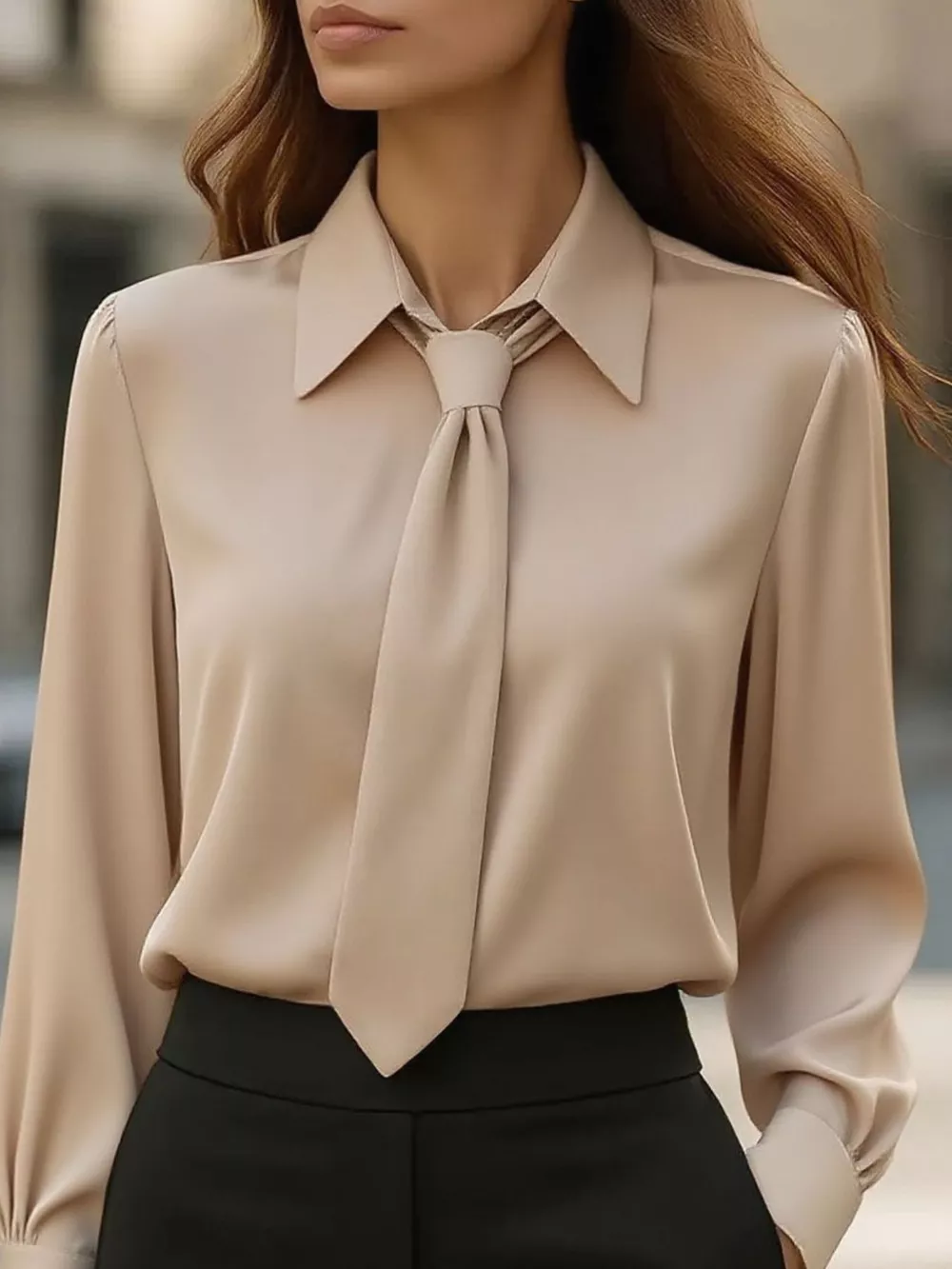 Collared Neck Long Sleeve Blouse, image 10