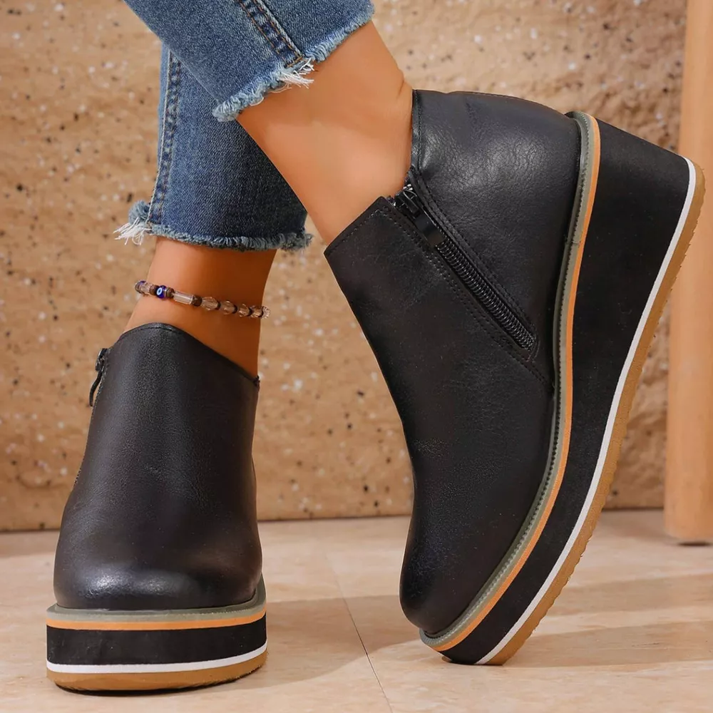 Round Toe Wedge Ankle Boots, image 21