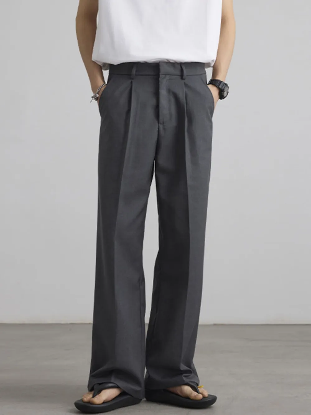 Men's Wide Leg Pleated Flowy Drape Pants, image 3