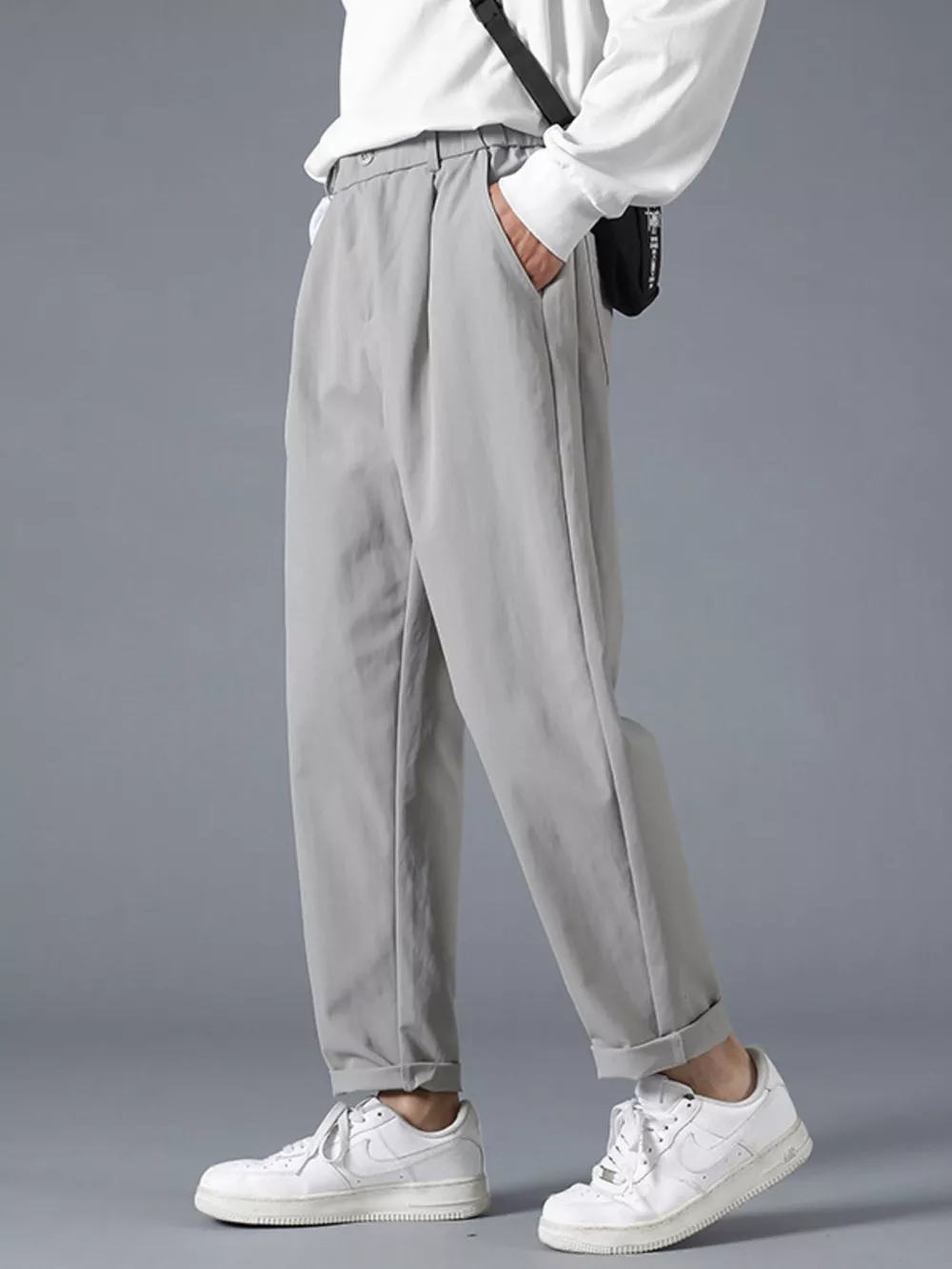 Men's Plus Size Casual Loose Fit Pleated Pants, image 2