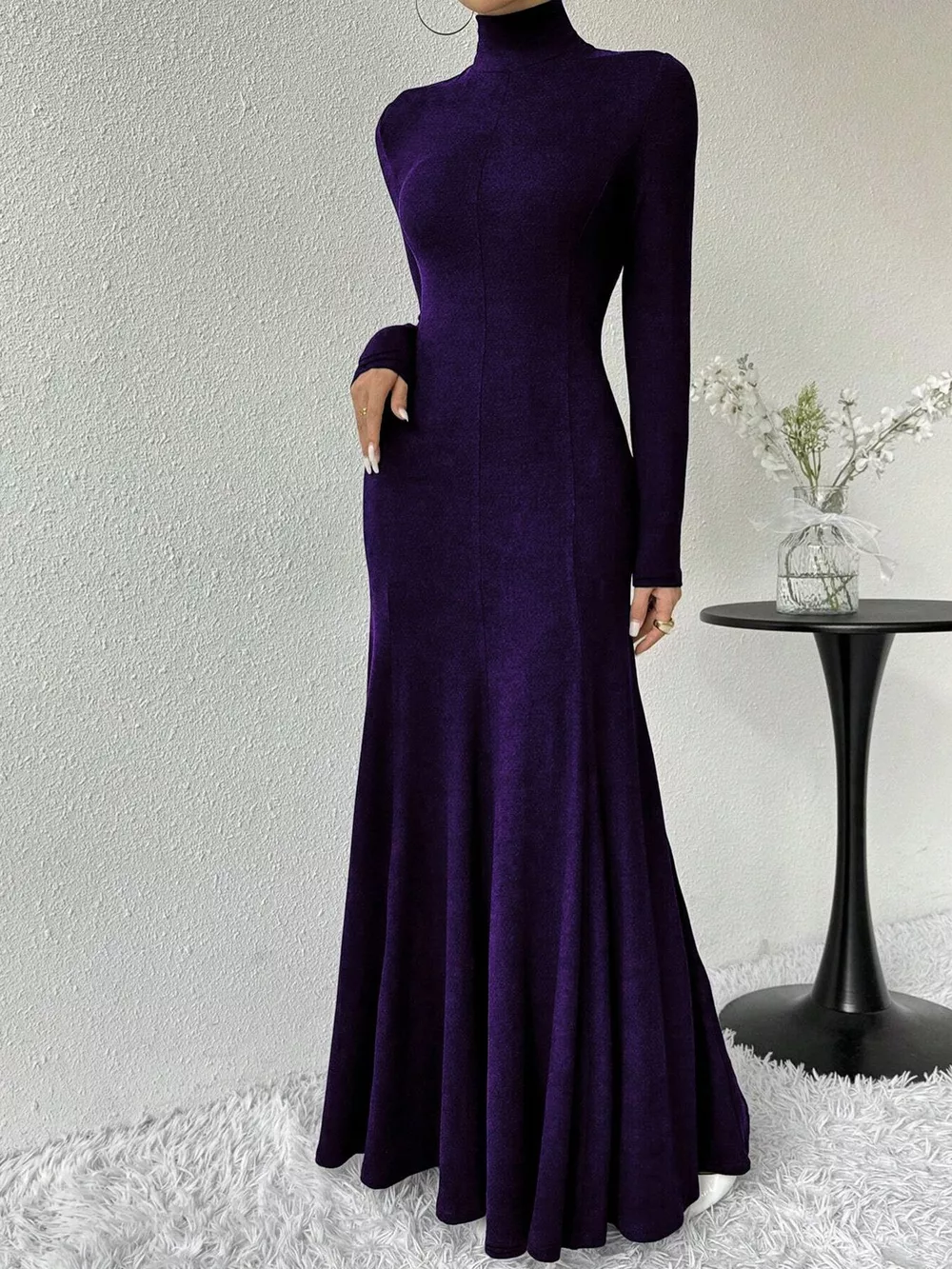 Turtleneck Long Sleeve Maxi Mermaid Dress, image 19