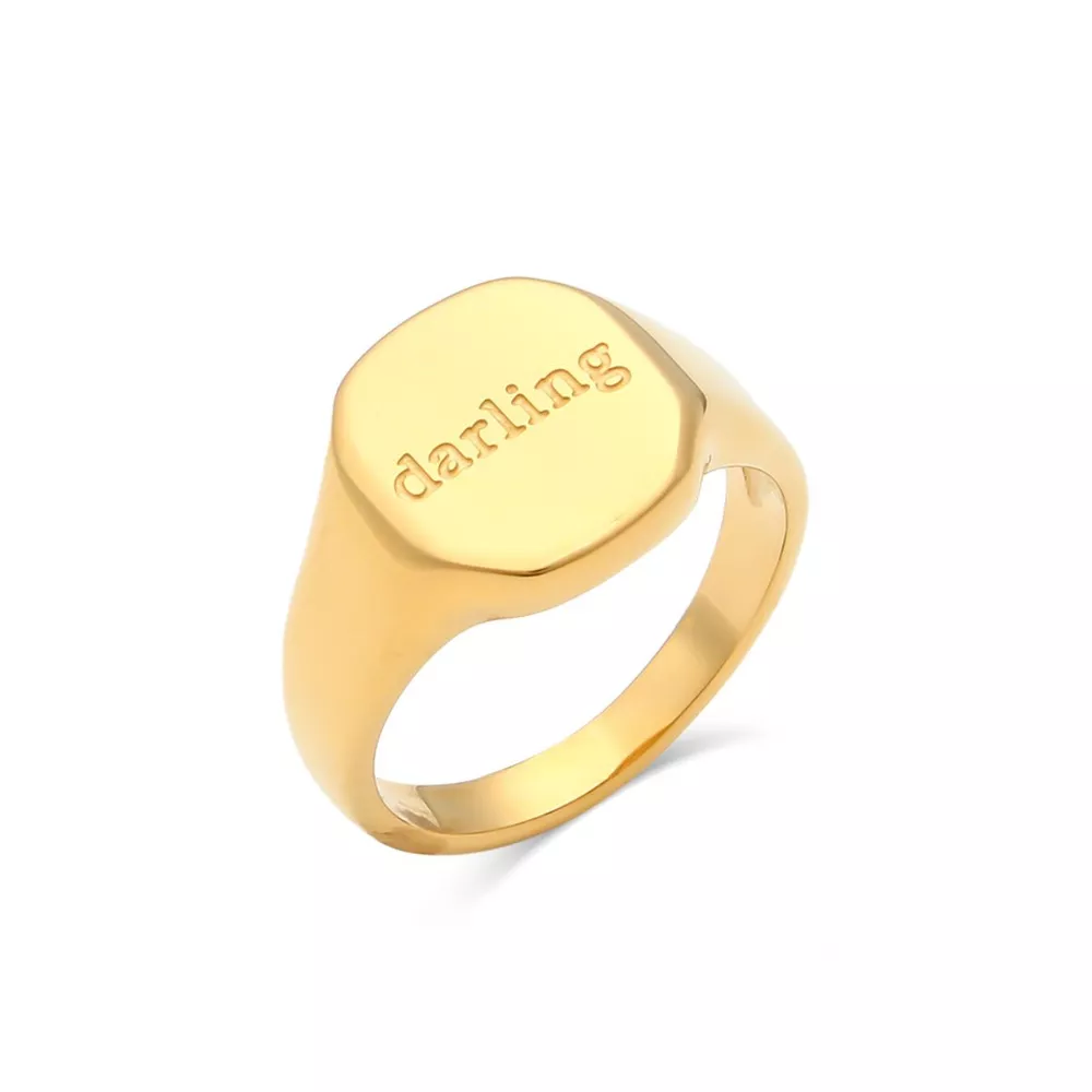 18K Gold-Plated Letter Signet Ring, image 5