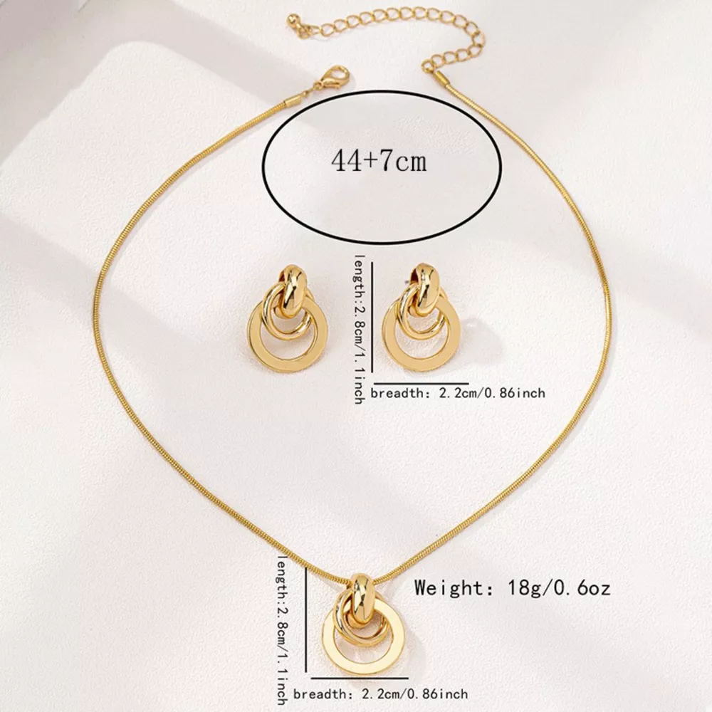 18K Gold-Plated Earrings and Pendant Necklace Jewelry Set, image 3