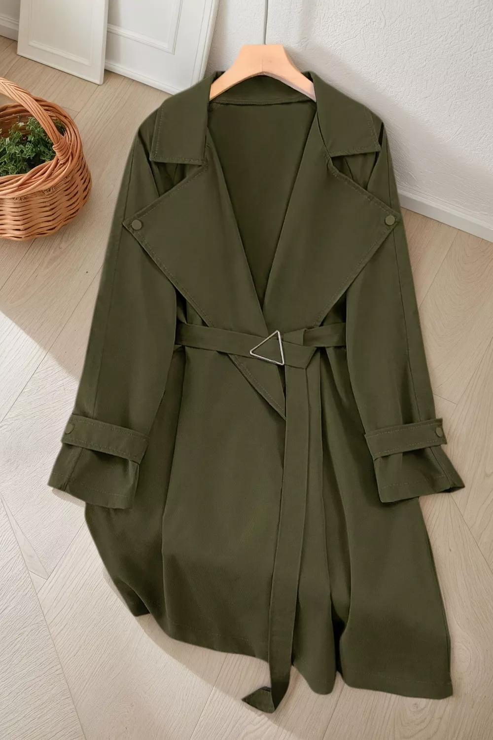 Wide Lapels Belt Trench Coat, image 6