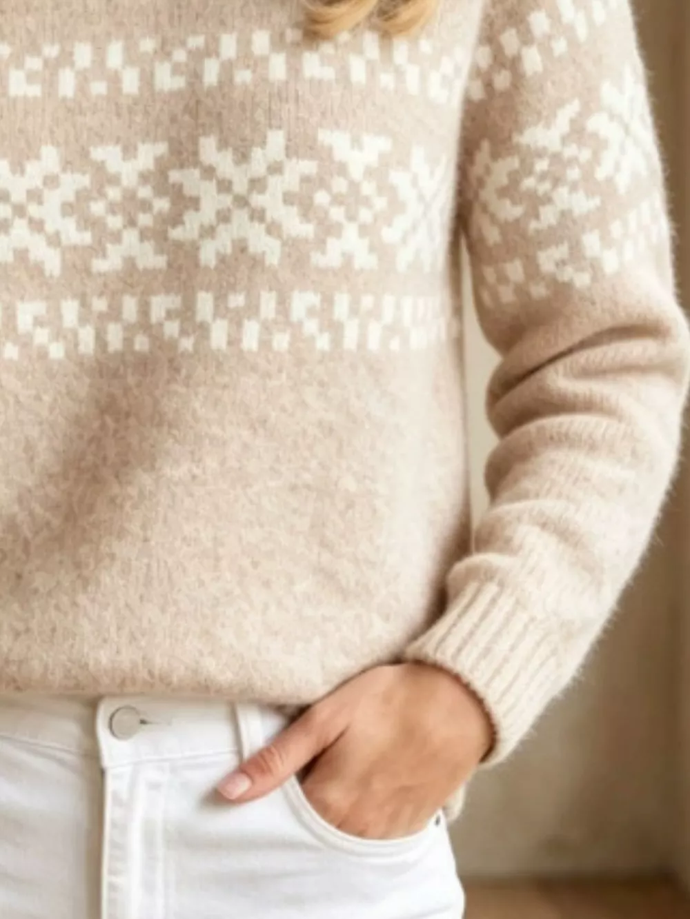 Fair Isle Pattern Crew Neck Sweater, image 6