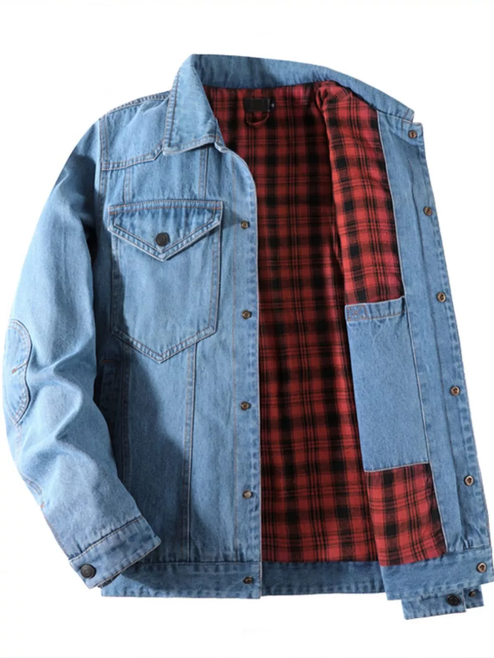 Men's Casual Snap Down Denim Jacket, image 4