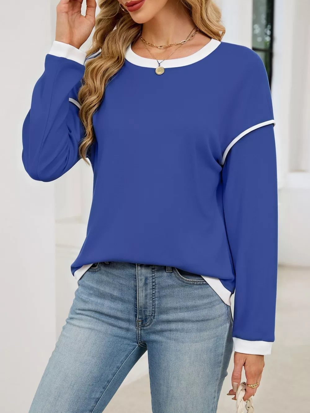 Contrast Trim Long Sleeve Sweatshirt, image 23