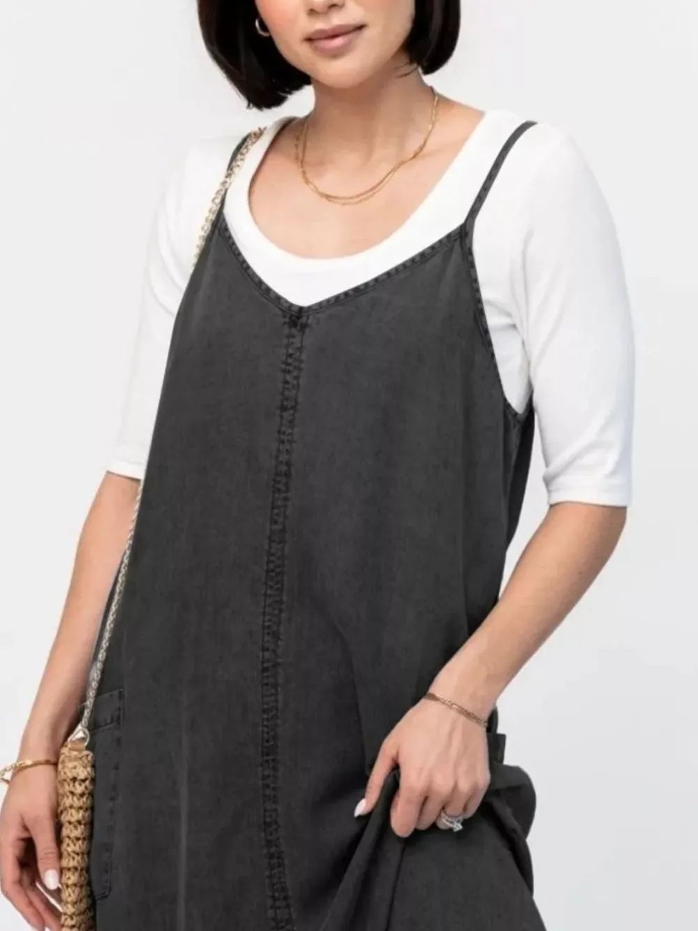 Casual Washed Denim Cami Maxi Dress, image 10