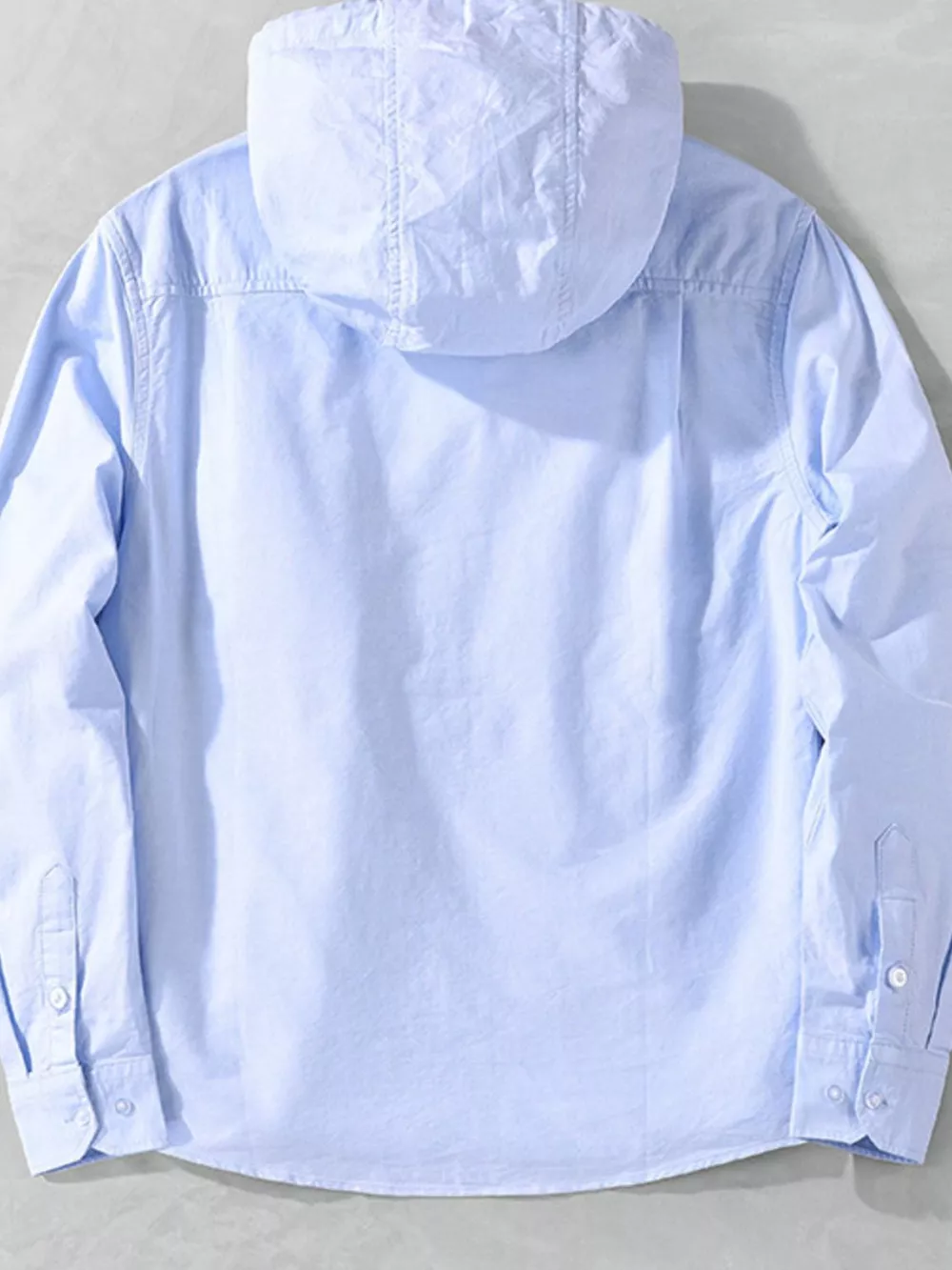 Men's Plus Size Striped Trim Hooded Casual Shacket, image 2