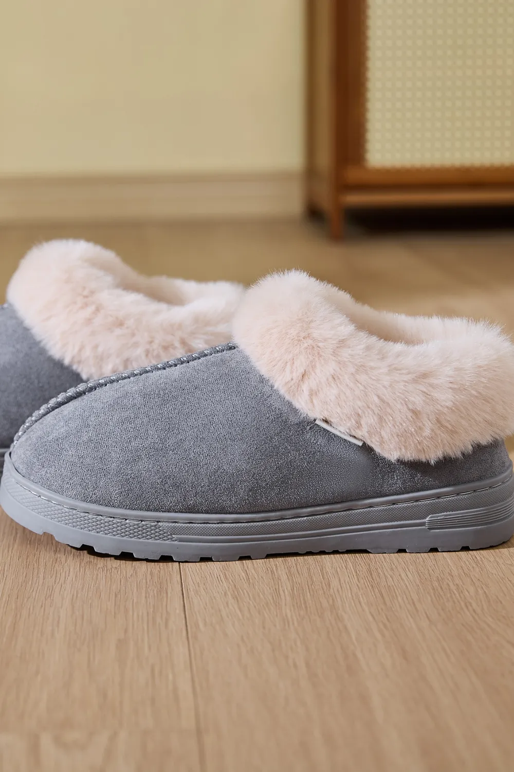 Faux Fur Round Toe Platform Slippers, image 22