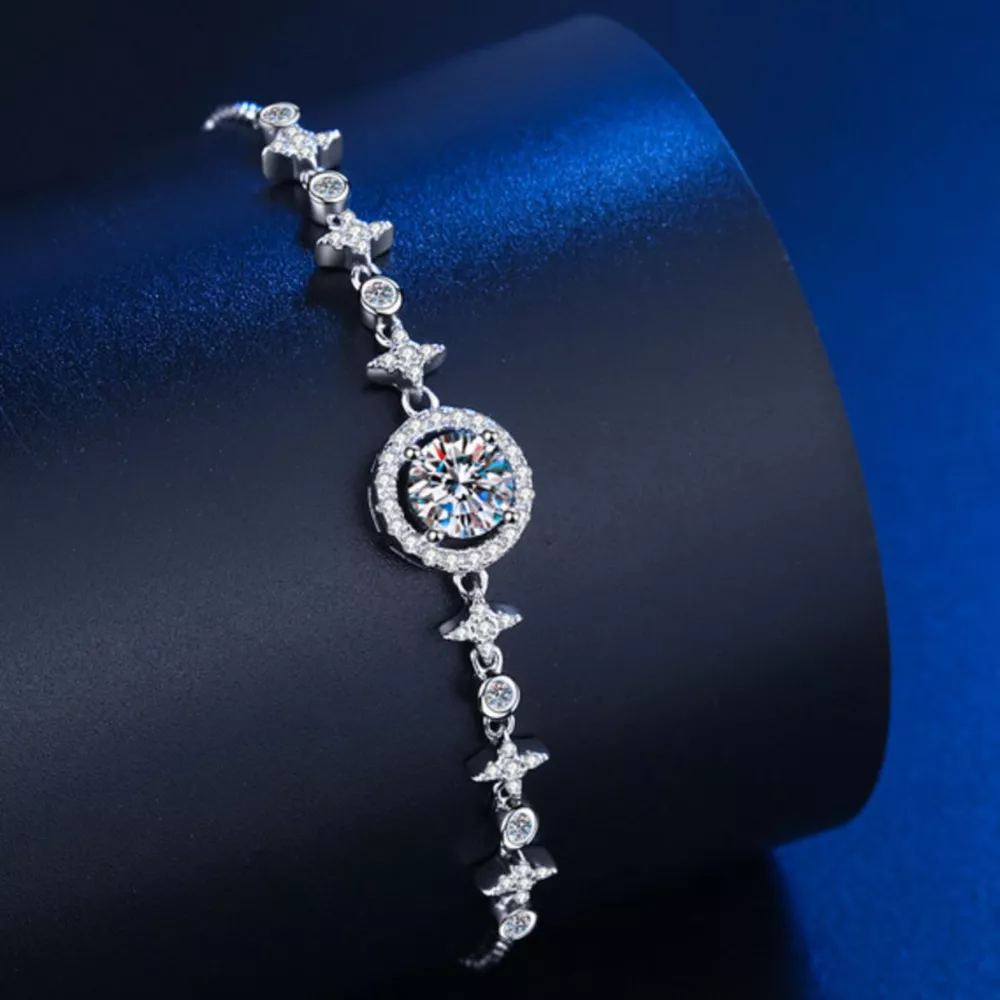 1 Carat Moissanite 925 Sterling Silver Bracelet, image 5