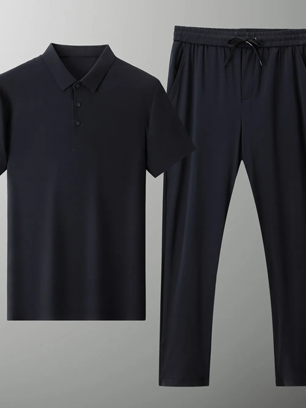 Men's Full Size Button Detail Short Sleeve Polo Plus Size
