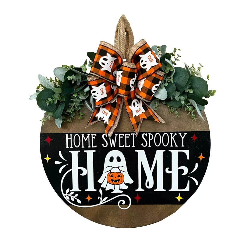 Halloween Decorative Wooden Hanger with Ghost Bow, image 4