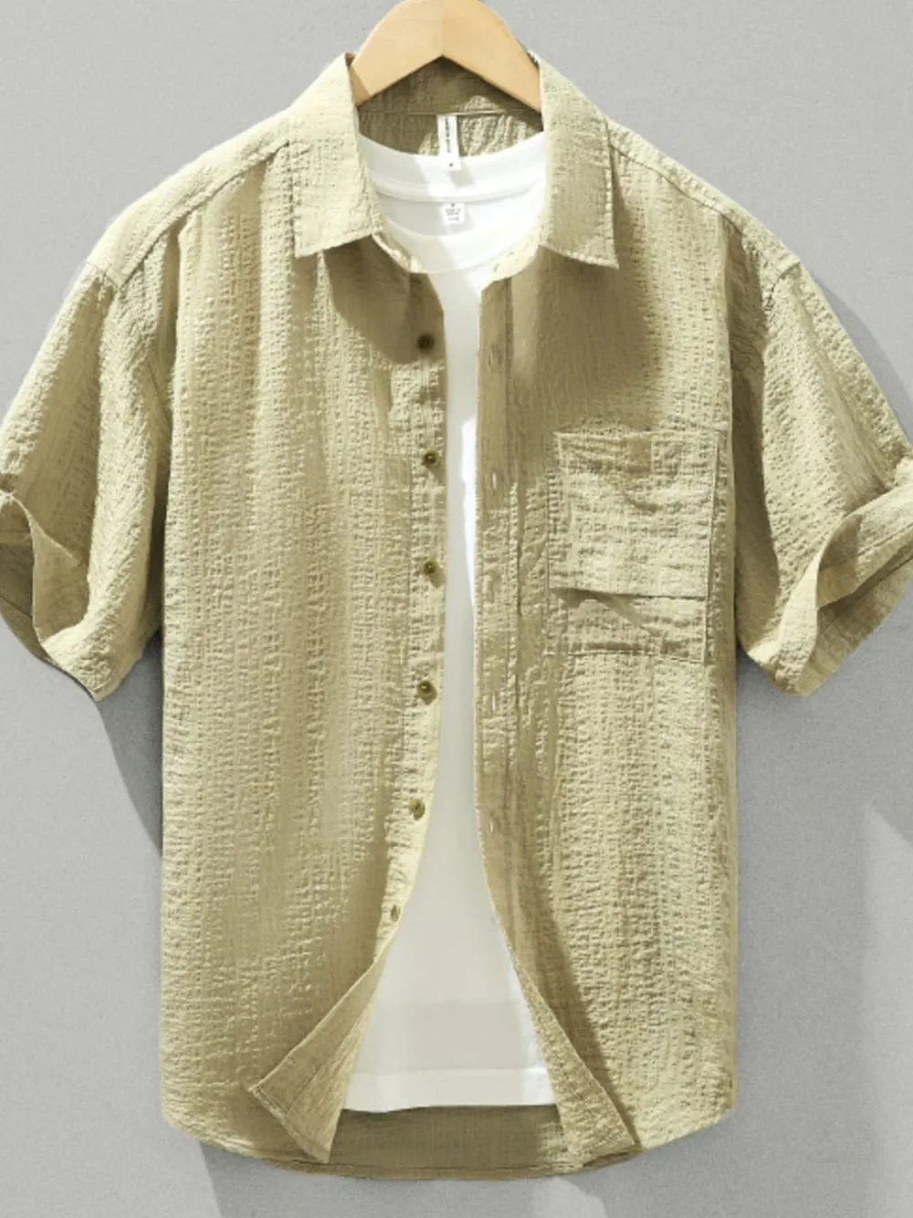 Men's Plus Size Textured Short Sleeve Casual Shirt, image 3