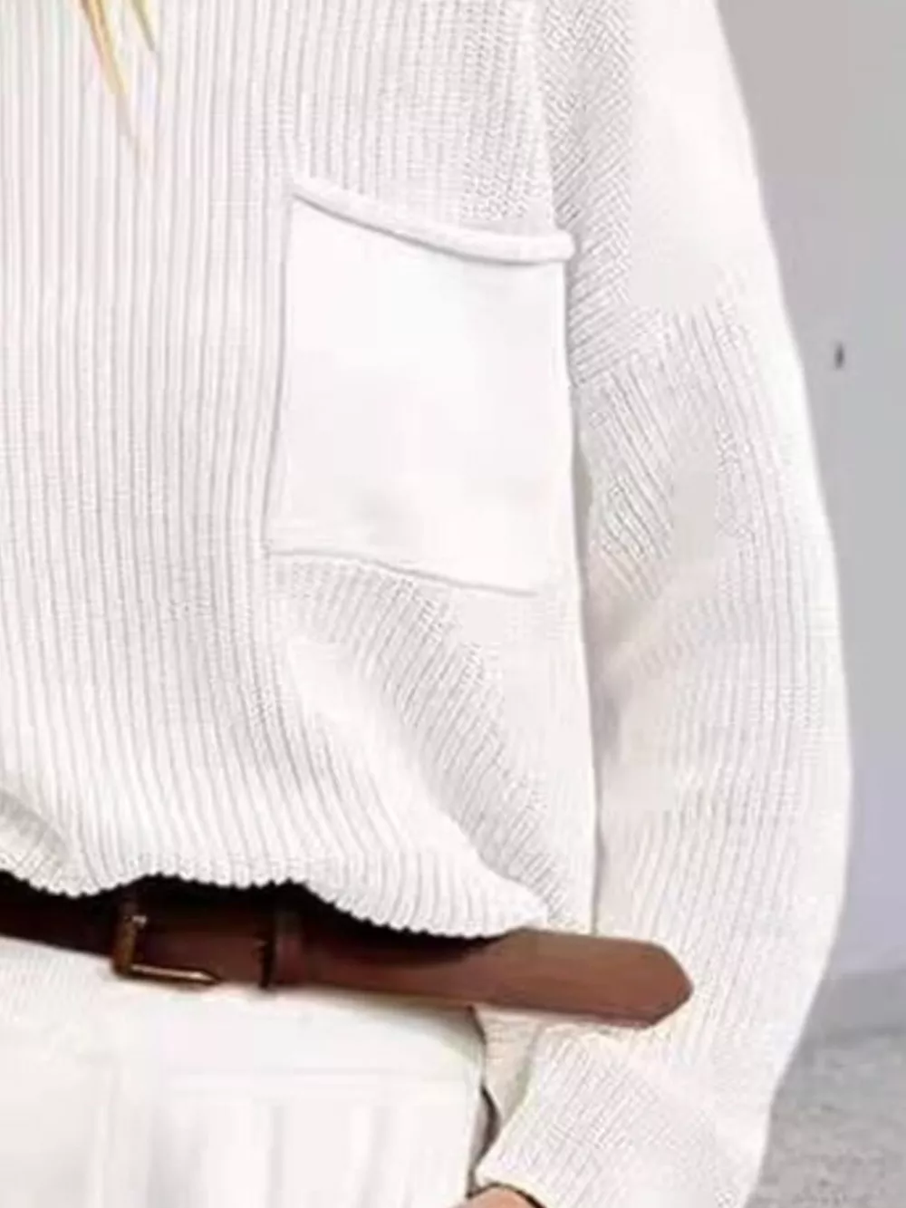 Pocket Detail Dropped Shoulder Sweater, image 14