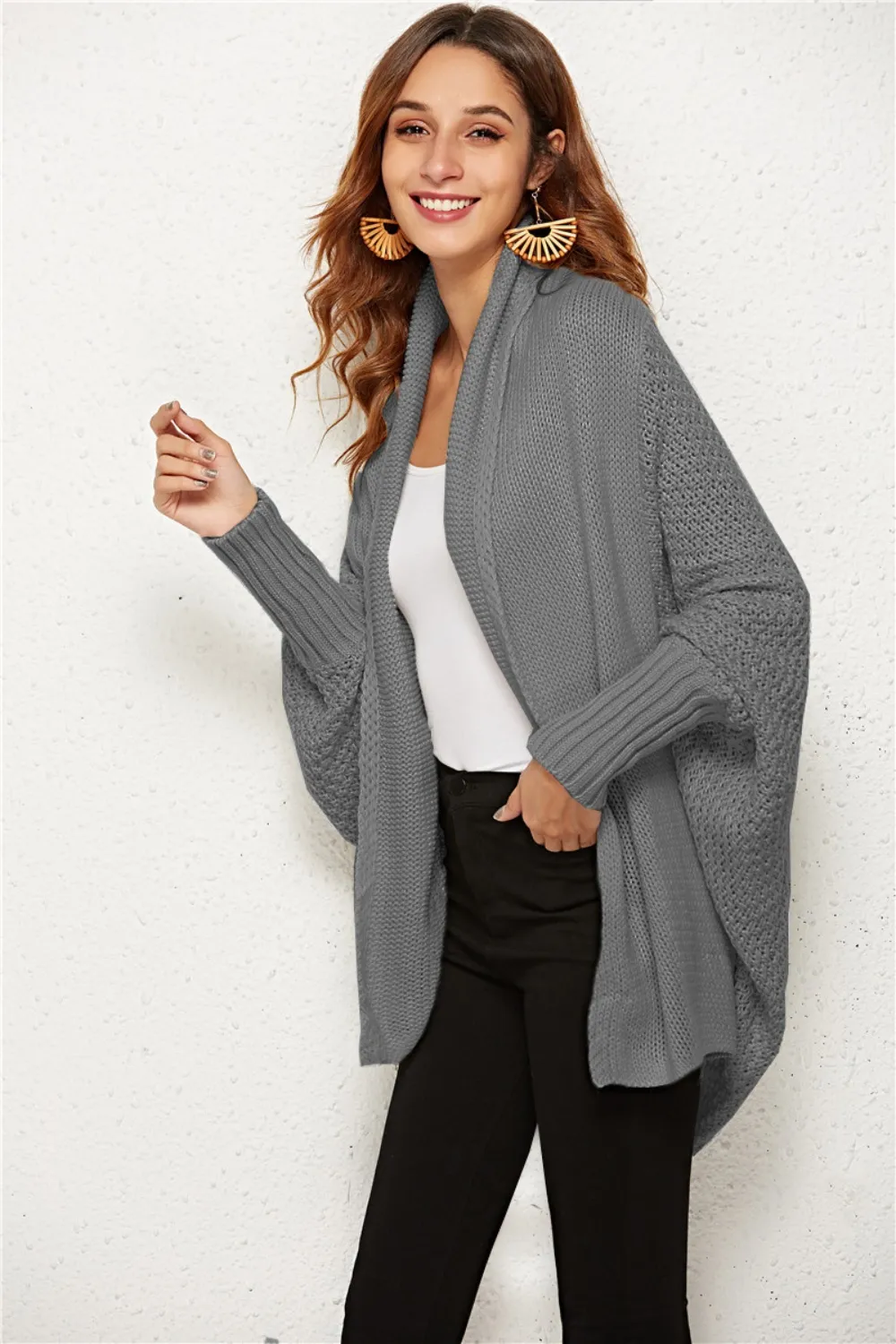 Open Front Batwing Sleeve Cardigan, image 7