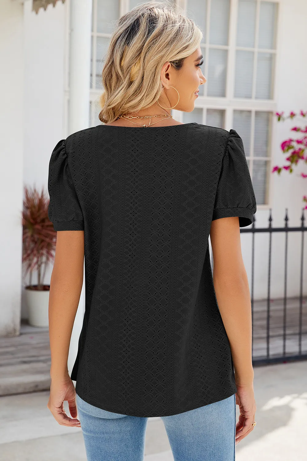 Eyelet Puff Sleeve T-Shirt, image 20
