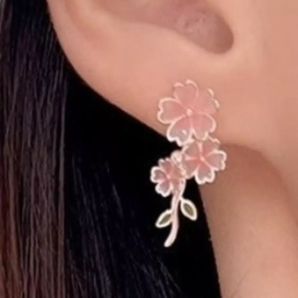 Asymmetrical Flower Drop Earrings, image 4