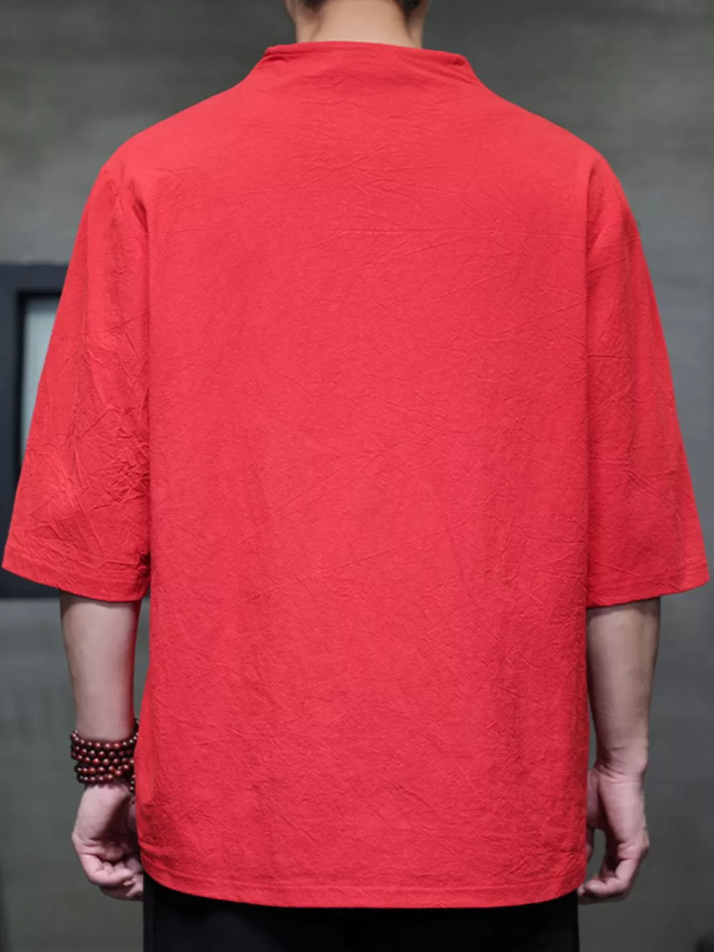 Men's Plus Size Solid Color 3/4 Sleeve Shirt, image 8