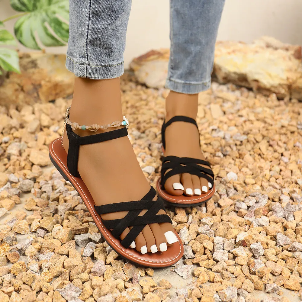 Strappy Ankle Strap Flat Sandals, image 6