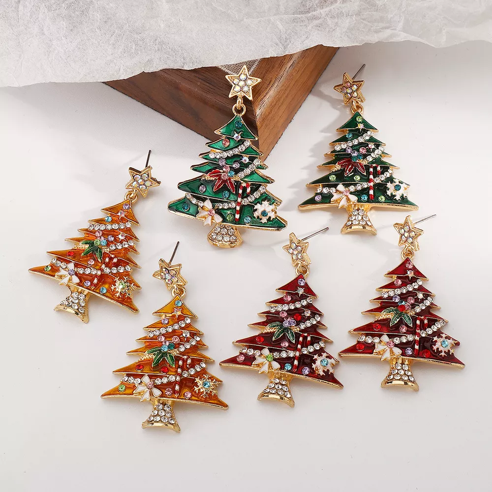 Christmas Tree Dangle Earrings, image 3