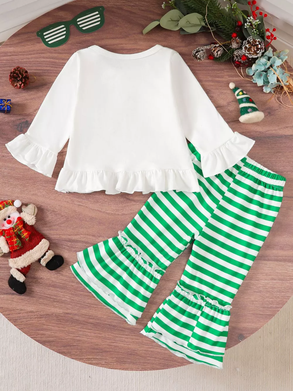 Children's Christmas Ruffle Trim Top and Pants Set, image 14