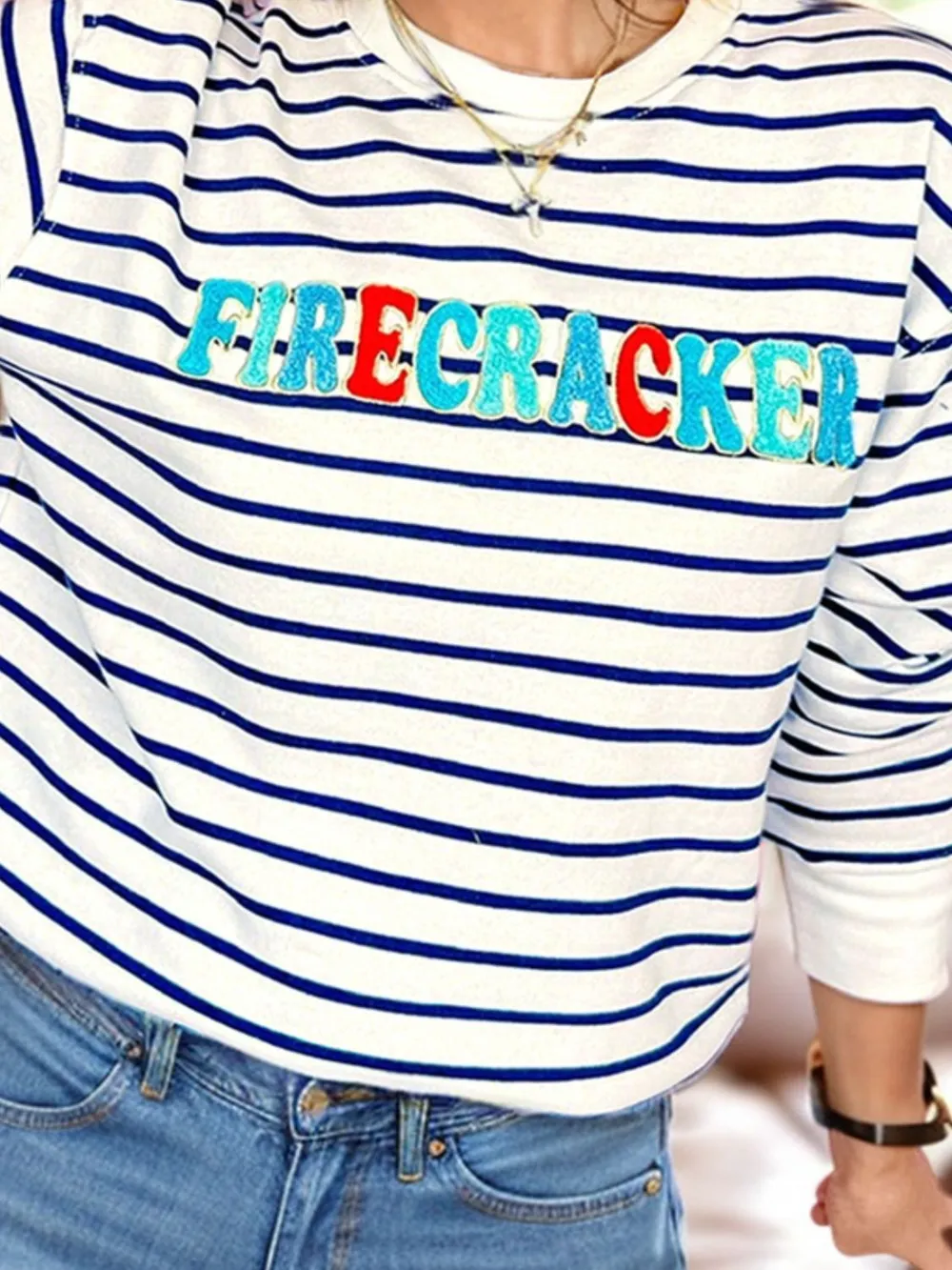 FIRECRACKER Striped Long Sleeve Sweatshirt, image 3