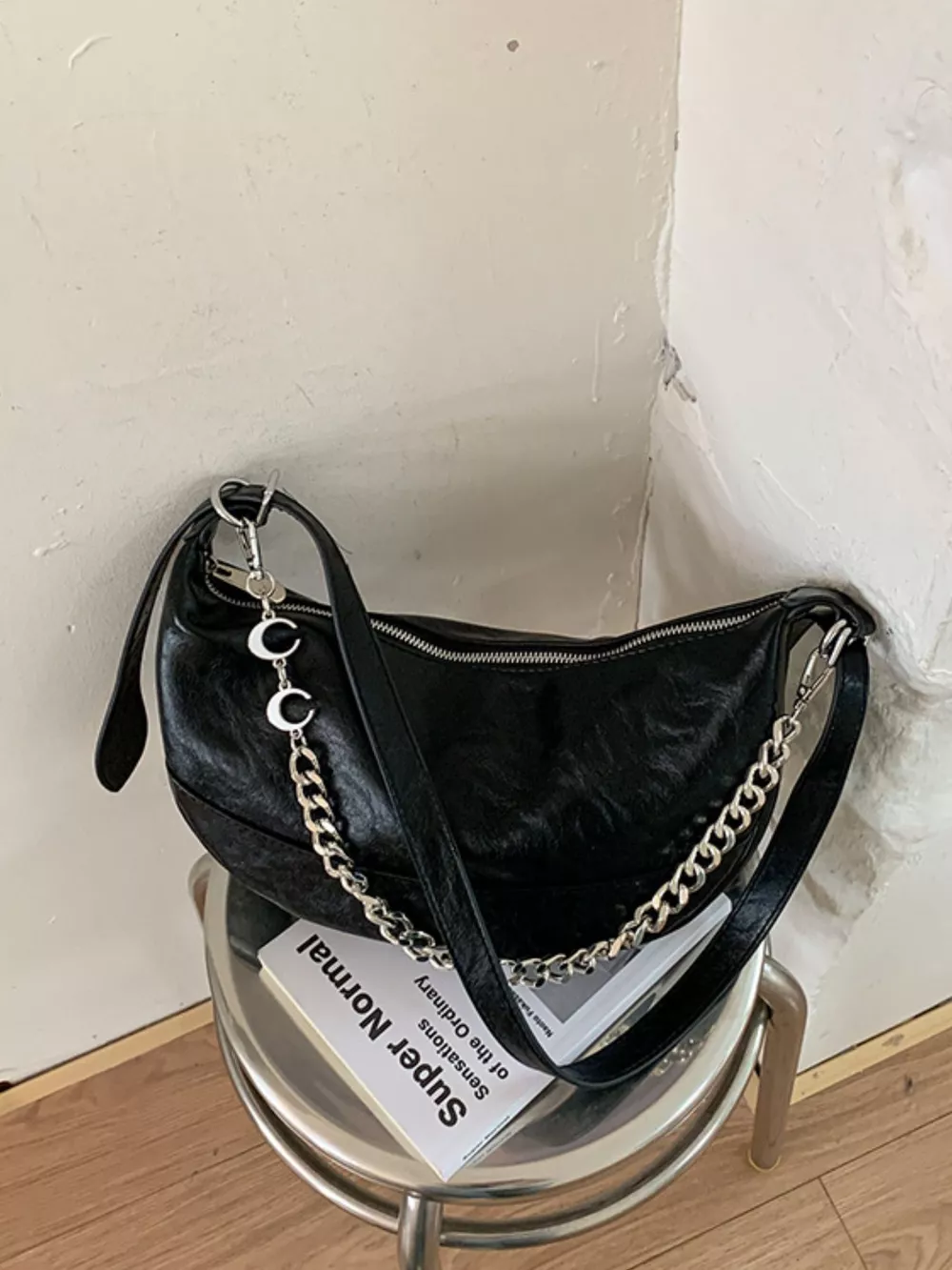 Crescent PU Leather Crossbody Bag, image 6