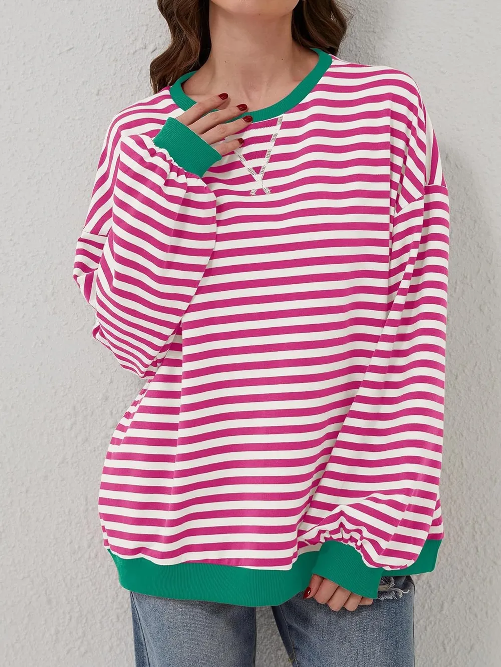 Contrast Striped Long Sleeve Sweatshirt, image 28