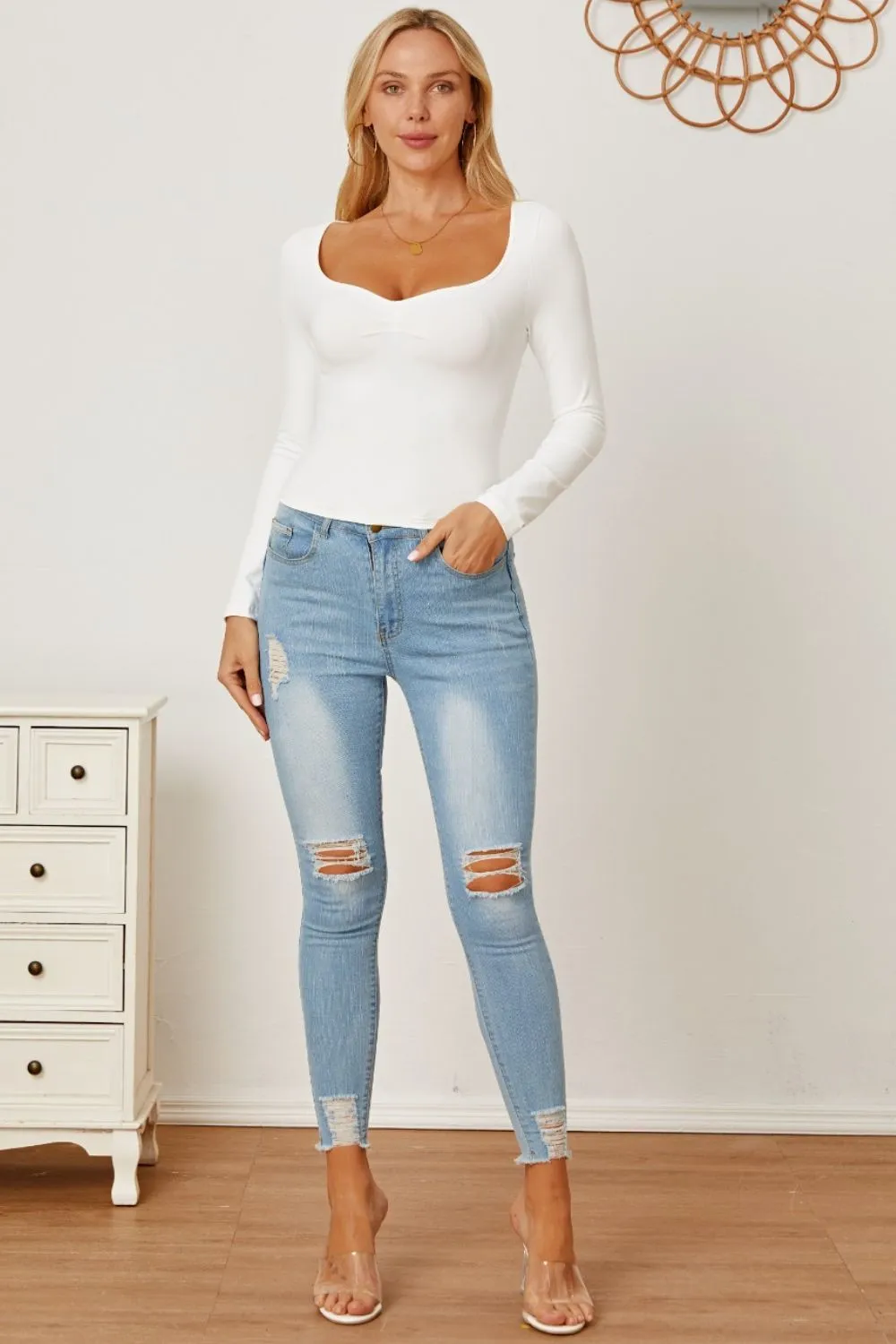 Ruched Long Sleeve T-Shirt, image 6