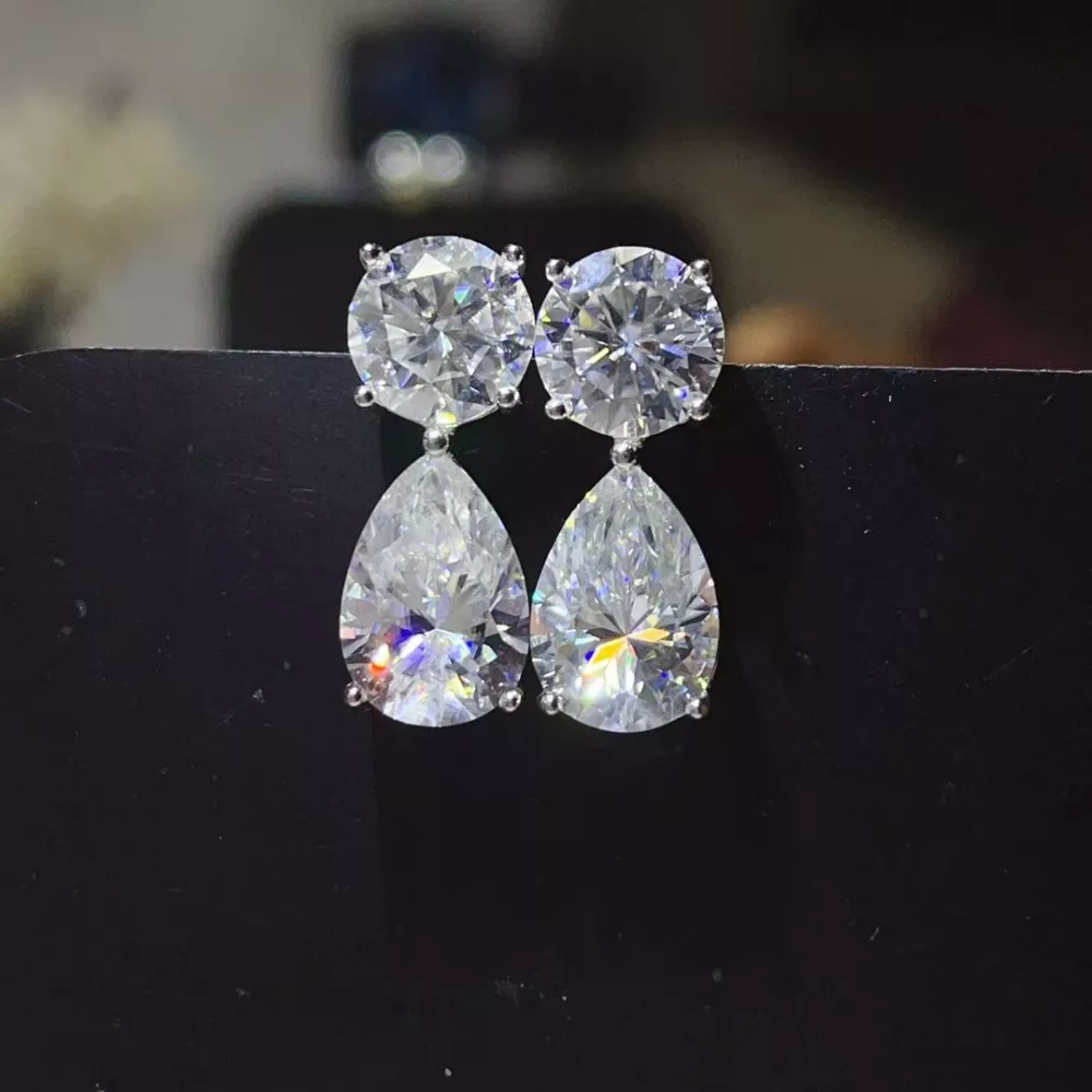 16 Carat Moissanite 925 Sterling Silver Earrings, image 6