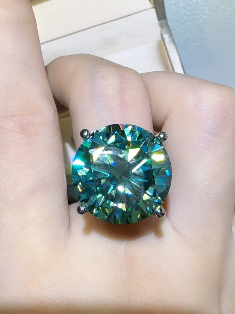 20 Carat Moissanite 925 Sterling Silver Ring, image 3