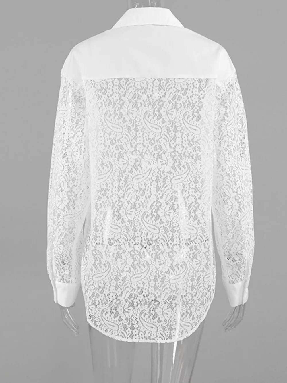 Lace Sleeve Button-Down Shirt, image 6